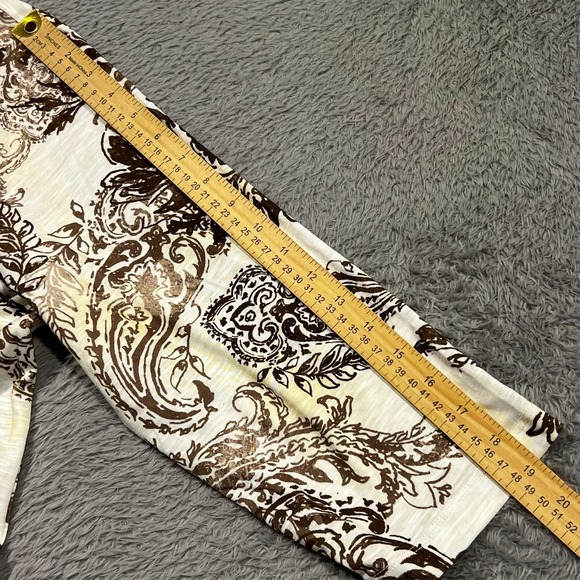 Alfred Dunner Paisley Floral Blouse Womens 1X White Brown 3/4 Sleeve Stretch NWT - Picture 9 of 16